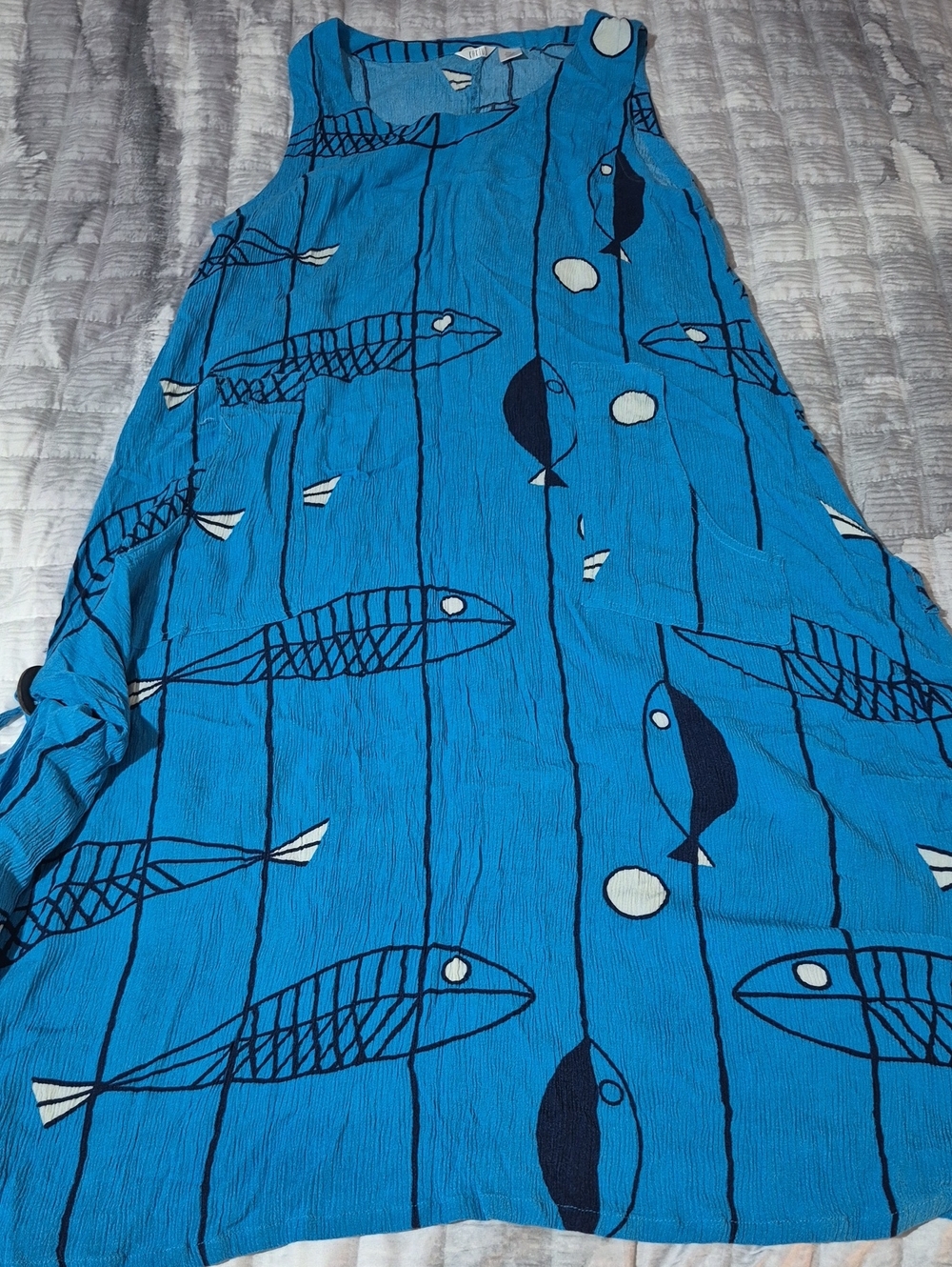 Kaktus Blue Fish Pattern Aquarium-Themed Fabric Panel